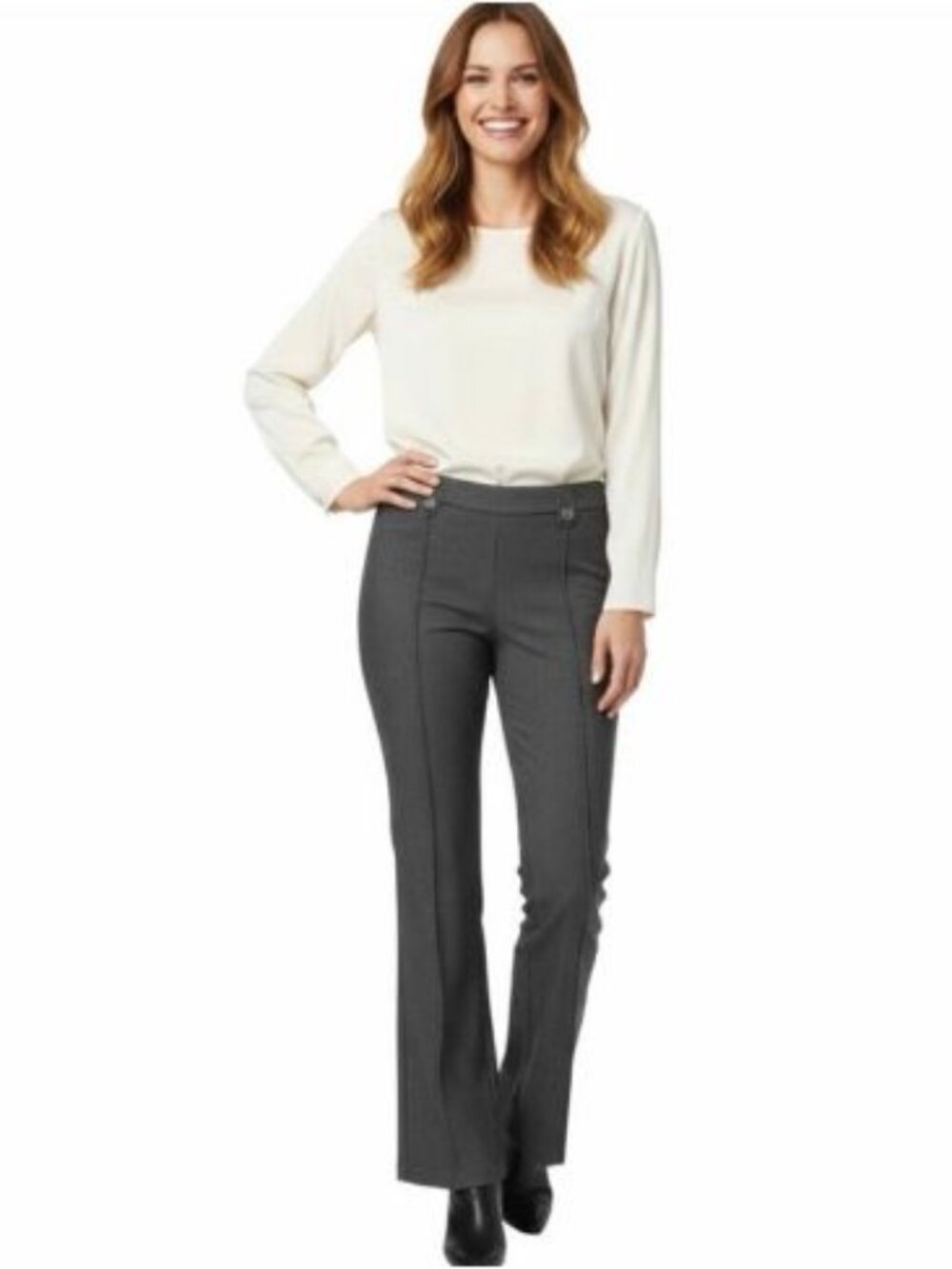 WREN New York Gray Micro Dot Pull-On Split Hem Dress Pants Women’s XL Career